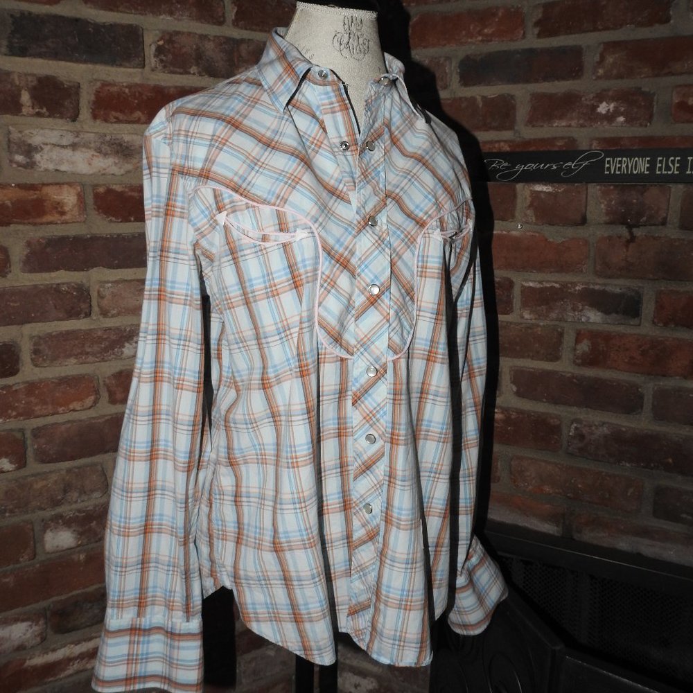 Alessandro Gherardeschi Mens Western Plaid Shirt L